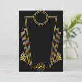 Black Gold Art Deco Einladung (Stehend Vorderseite)