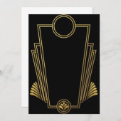 Black Gold Art Deco Einladung (Vorne/Hinten)