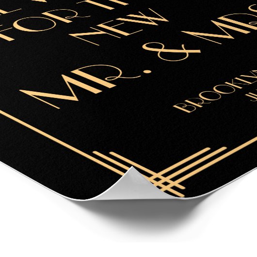 Black Gold Art Deco Gatsby Gästebuch signieren 8x1 (Ecke)