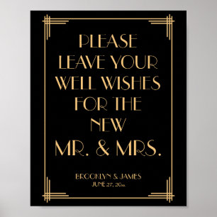 Black Gold Art Deco Gatsby Gästebuch signieren 8x1