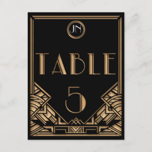 Black Gold Art Deco Gatsby Stil Tischnummer 5