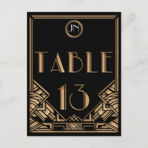 Black Gold Art Deco Gatsby Style Tischnummer 13