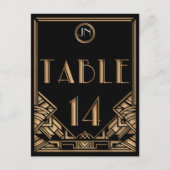 Black Gold Art Deco Gatsby Style Tischnummer 14 (Vorderseite)