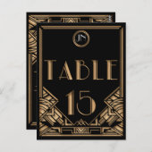 Black Gold Art Deco Gatsby Style Tischnummer 15 (Vorne/Hinten)