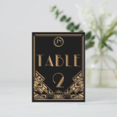 Black Gold Art Deco Gatsby Style Tischnummer 2 (Stehend Vorderseite)
