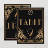 Black Gold Art Deco Gatsby Style Tischnummer 2 (Vorne/Hinten)