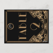 Black Gold Art Deco Gatsby Style Tischnummer 2 (Rückseite)
