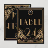 Black Gold Art Deco Gatsby Style Tischnummer 24 (Vorne/Hinten)