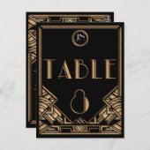 Black Gold Art Deco Gatsby Style Tischnummer 8 (Vorne/Hinten)