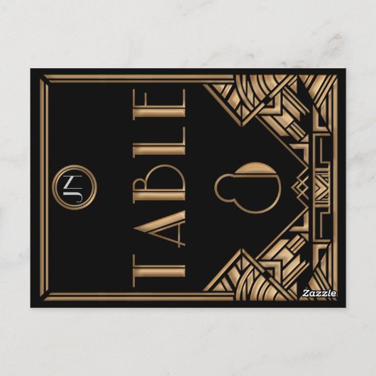Black Gold Art Deco Gatsby Style Tischnummer 8 (Rückseite)