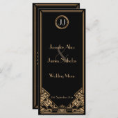 Black Gold Art Deco Gatsby Style Wedding Menü Menükarte (Vorne/Hinten)