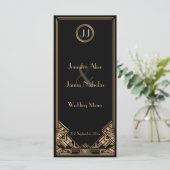 Black Gold Art Deco Gatsby Style Wedding Menü Menükarte (Stehend Vorderseite)