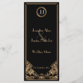 Black Gold Art Deco Gatsby Style Wedding Menü Menükarte (Vorderseite)