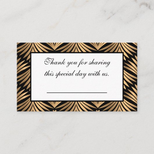 Black Gold Art Deco Gatsby Wedding Danke Party Platzkarte (Vorderseite)
