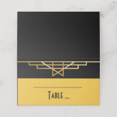 Black & Gold Art Deco Gatsby Wedding Party Platzkarte (Außenseite Aufgefaltet)