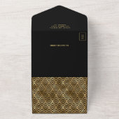 Black Gold Art Deco Geometric QR Code Hochzeit All In One Einladung (Außenbereich)