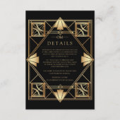Black & Gold Art Deco Geometric Wedding Begleitkarte (Vorderseite)