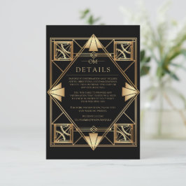 Black & Gold Art Deco Geometric Wedding  Begleitkarte