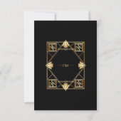 Black & Gold Art Deco Geometric Wedding RSVP Karte (Rückseite)