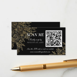 Black Gold Art Deco Glamorous Wedding RSVP Card Begleitkarte