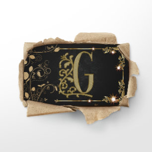 Black Gold Art Deco Glanz Monogramm Visitenkarte
