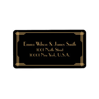 Black Gold Art Deco Great Gatsby Address Labels Adressaufkleber