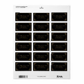 Black Gold Art Deco Great Gatsby Address Labels Adressaufkleber (Vorne)