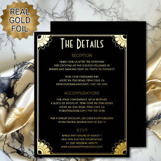 Black Gold Art Deco Hochzeitskarte Folie Einladungspostkarte