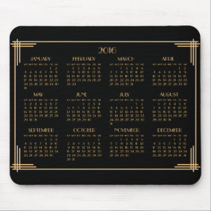Black Gold Art Deco Kalender 2016 Mouse Pad Mousepad