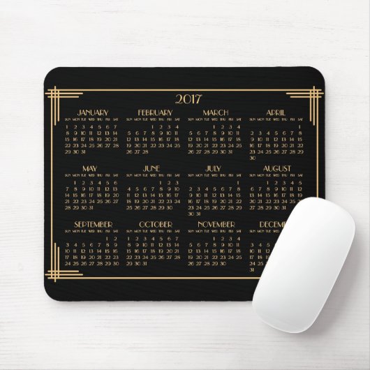 Black Gold Art Deco Kalender 2017 Mouse Pad Mousepad (Mit Mouse)