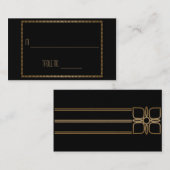 Black Gold Art Deco Pfau Hochzeit Platzkarten (Vorne/Hinten)