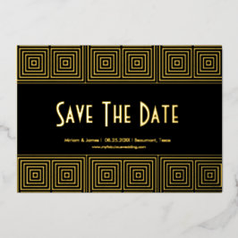 Black & Gold Art Deco Save the Date Inspiriert Folieneinladung