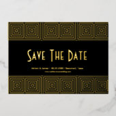 Black & Gold Art Deco Save the Date Inspiriert Folieneinladung (Vorderseite)