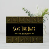 Black & Gold Art Deco Save the Date Inspiriert Folieneinladung (Stehend vorne)