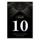 Black Gold Art Deco String Lights Table Card Tischnummer (Rückseite)