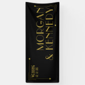 Black Gold Art Deco Style 1920er Jahre Hochzeitsba Banner (Vertikal)