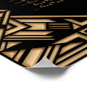 Black Gold Art Deco Style Hochzeitsdiagramm Poster (Ecke)