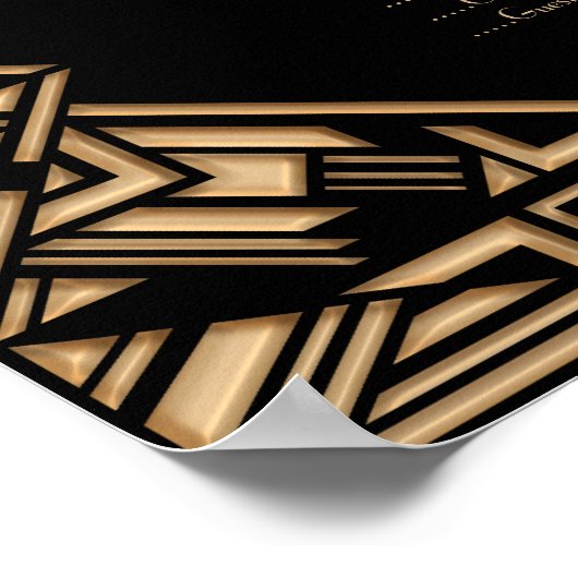 Black Gold Art Deco Style Hochzeitsdiagramm Poster (Ecke)