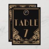 Black Gold Art Deco Tischnummer 7 (Vorne/Hinten)