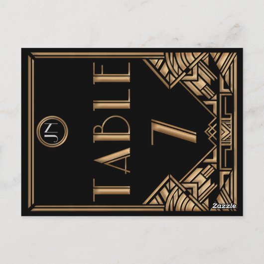 Black Gold Art Deco Tischnummer 7 (Rückseite)