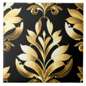 Black Gold Art Deco Trendy Collection Fliese (Vorderseite)