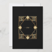 Black & Gold Art Deco Wedding Invitation Einladung (Rückseite)