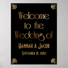 Black Gold Art Deco Willkommen bei der Hochzeit de Poster