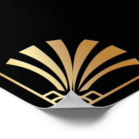 Black Gold Art Deco Willkommen bei der Hochzeit de Poster (Ecke)