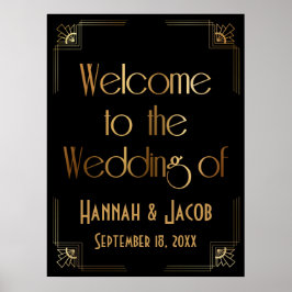 Black Gold Art Deco Willkommen bei der Hochzeit de Poster