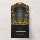 Black Gold Art Nouveau Hochzeit All In One Einladung (Innen Boden)