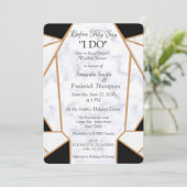 Black Gold Art \ White Marble Polterabend Einladung (Stehend Vorderseite)