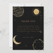 Black Gold Außenwelt Moon Star Boy Baby Dusche Dankeskarte (Vorderseite)