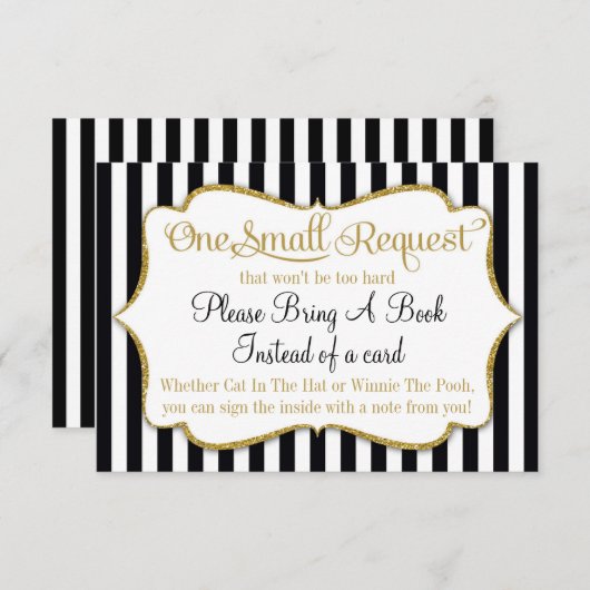 Black Gold Baby Shower Book Card Bringen Sie einen Begleitkarte (Vorne/Hinten)
