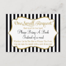 Black Gold Baby Shower Book Card Bringen Sie einen